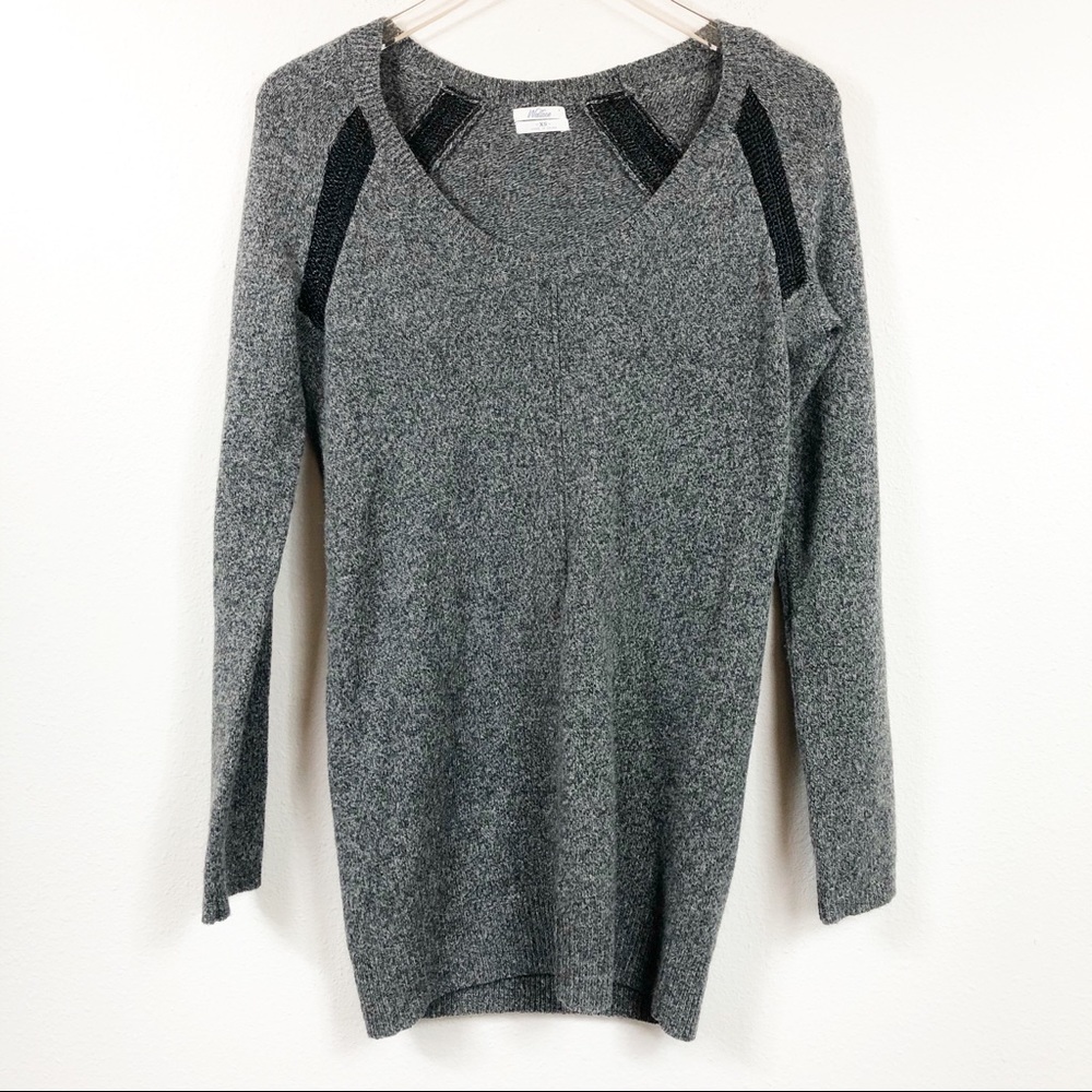 Wallace | 100% Wool Heather Grey Panel Sweater